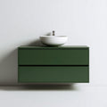 Mobile Bagno Sospeso con Due Cassetti in Pannello di Particelle e Lavabo da Appoggio in Ceramica