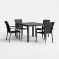 Set da giardino in metallo nero con tavolo quadrato e quattro sedie