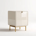 Comodino ad anta singola in acciaio legato color crema con base dorata 40x40x45 cm